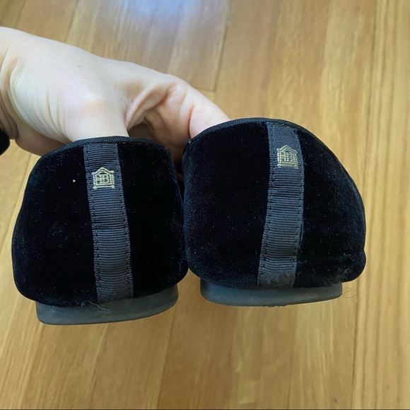 ❌SOLD❌ BIRDIES The Heron Black Velvet Suede Smoking Slipper Flat Slip On 11 - Picture 4 of 9